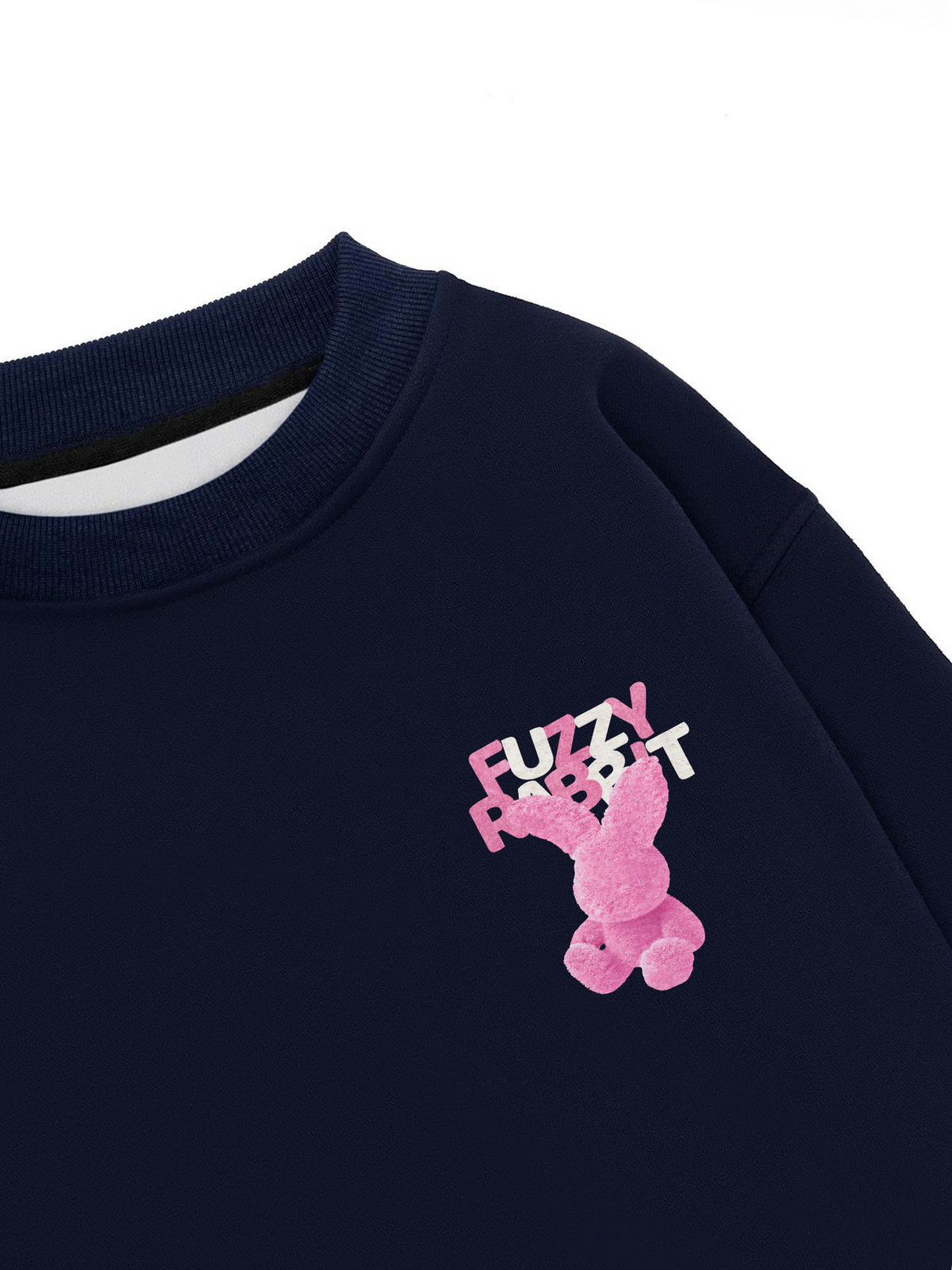 Áo Sweater Nỉ Hai Da Pink Fuzzy Font Rabbit