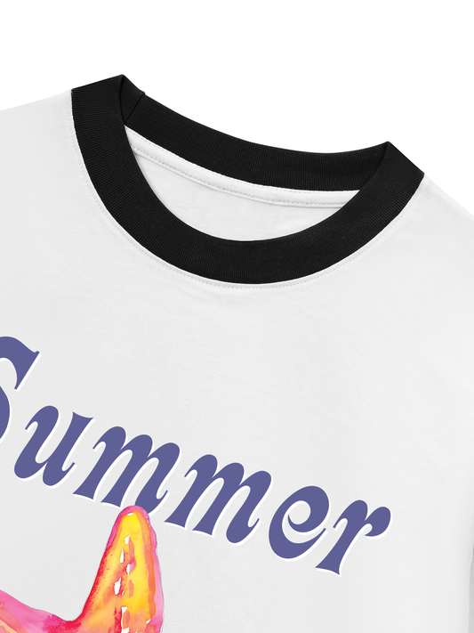 Áo Thun Ringer Relaxed Fit Summer Vibes Beach