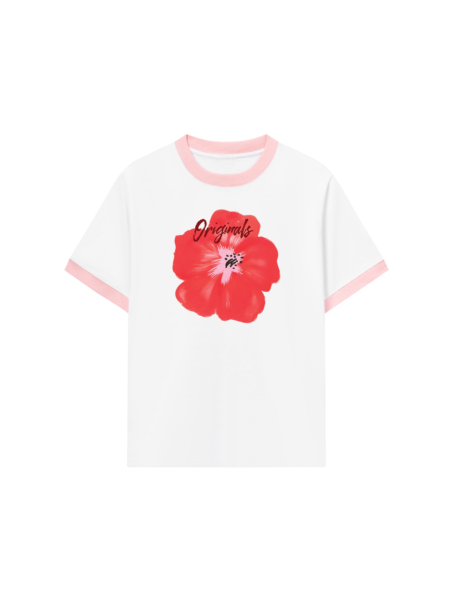 Áo Thun Ringer Relaxed Fit Summer Vibes Red Flower