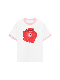 Áo Thun Ringer Relaxed Fit Summer Vibes Red Flower