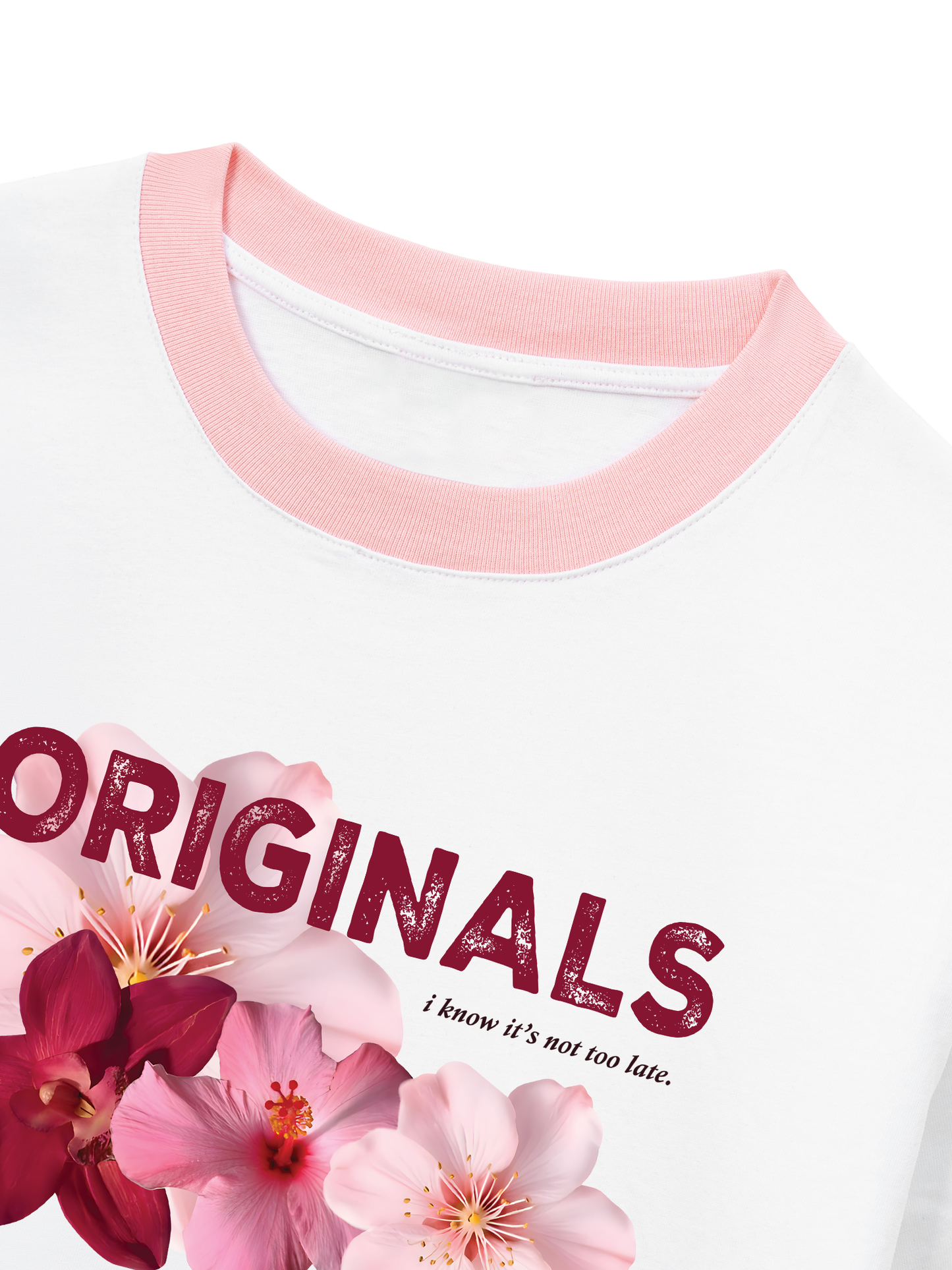 Áo Thun Ringer Relaxed Fit Summer Vibes Pink Floral