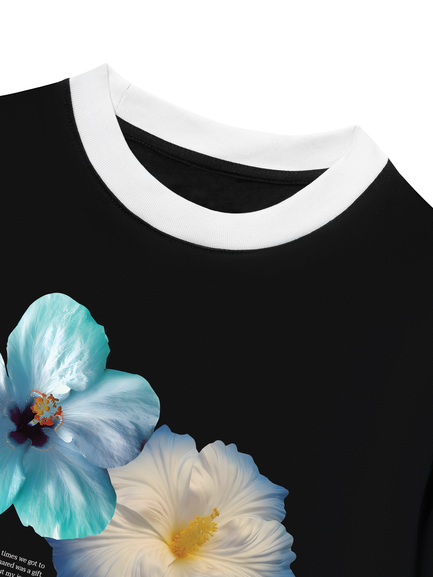 Áo Thun Ringer Relaxed Fit Summer Vibes Souble Blue Flower