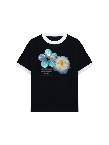 Áo Thun Ringer Relaxed Fit Summer Vibes Souble Blue Flower