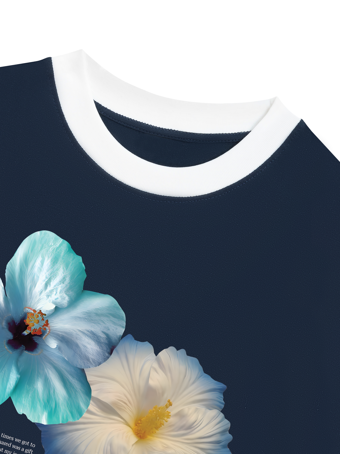 Áo Thun Ringer Relaxed Fit Summer Vibes Souble Blue Flower