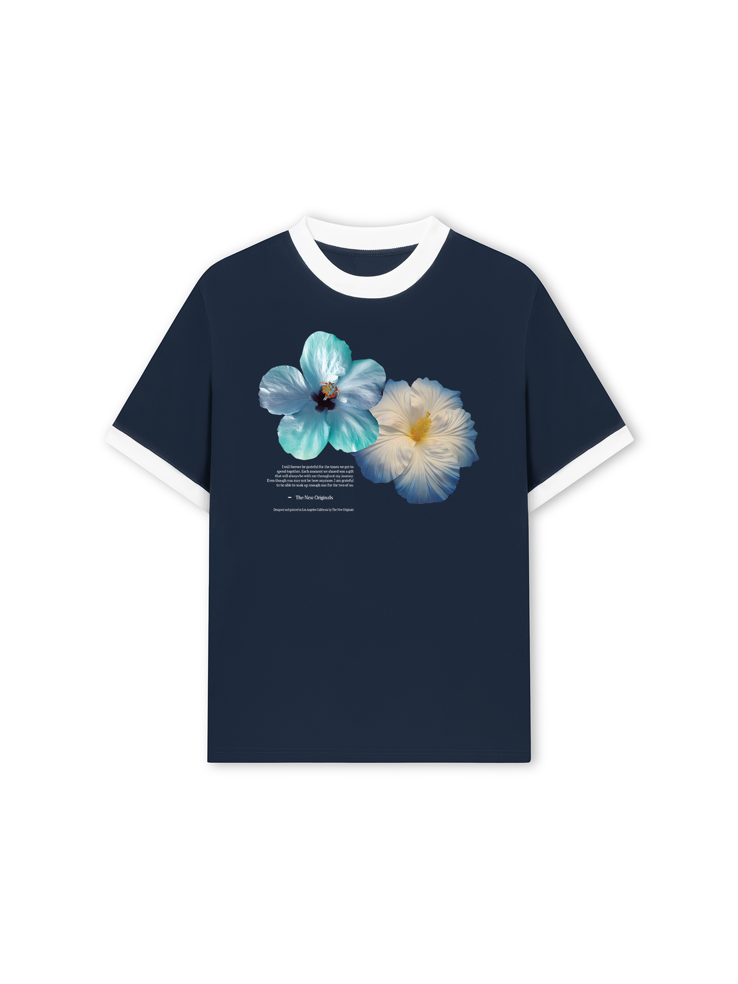 Áo Thun Ringer Relaxed Fit Summer Vibes Souble Blue Flower