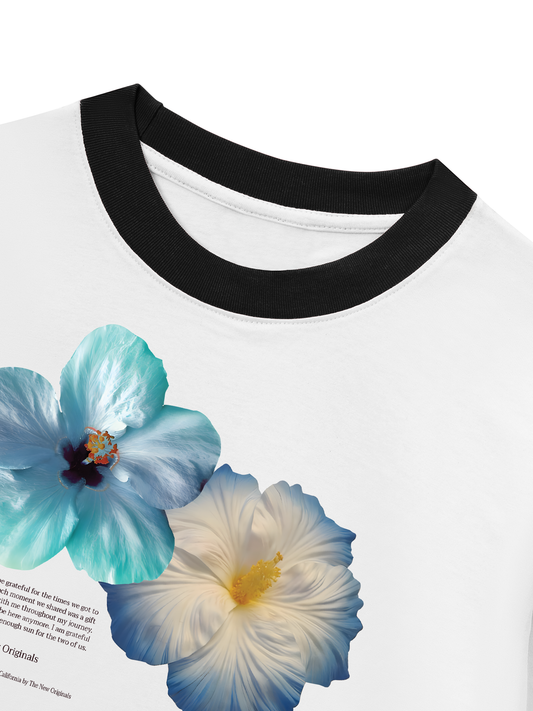 Áo Thun Ringer Relaxed Fit Summer Vibes Souble Blue Flower