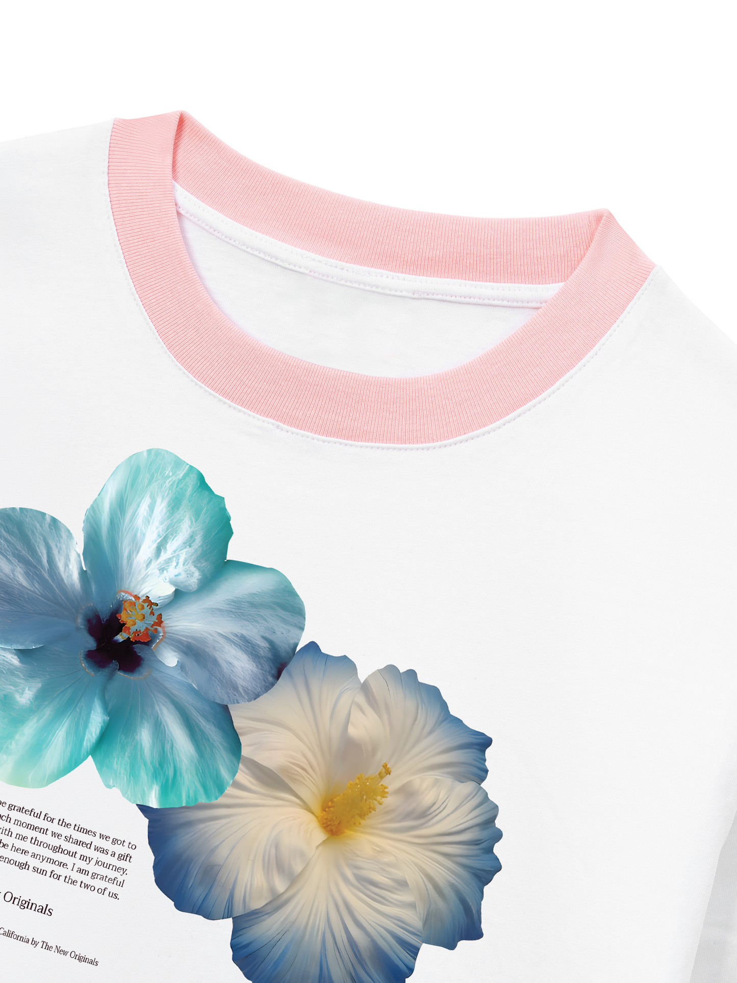 Áo Thun Ringer Relaxed Fit Summer Vibes Souble Blue Flower