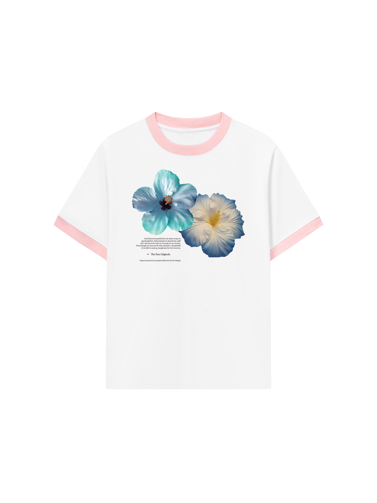 Áo Thun Ringer Relaxed Fit Summer Vibes Souble Blue Flower