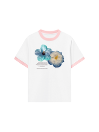 Áo Thun Ringer Relaxed Fit Summer Vibes Souble Blue Flower
