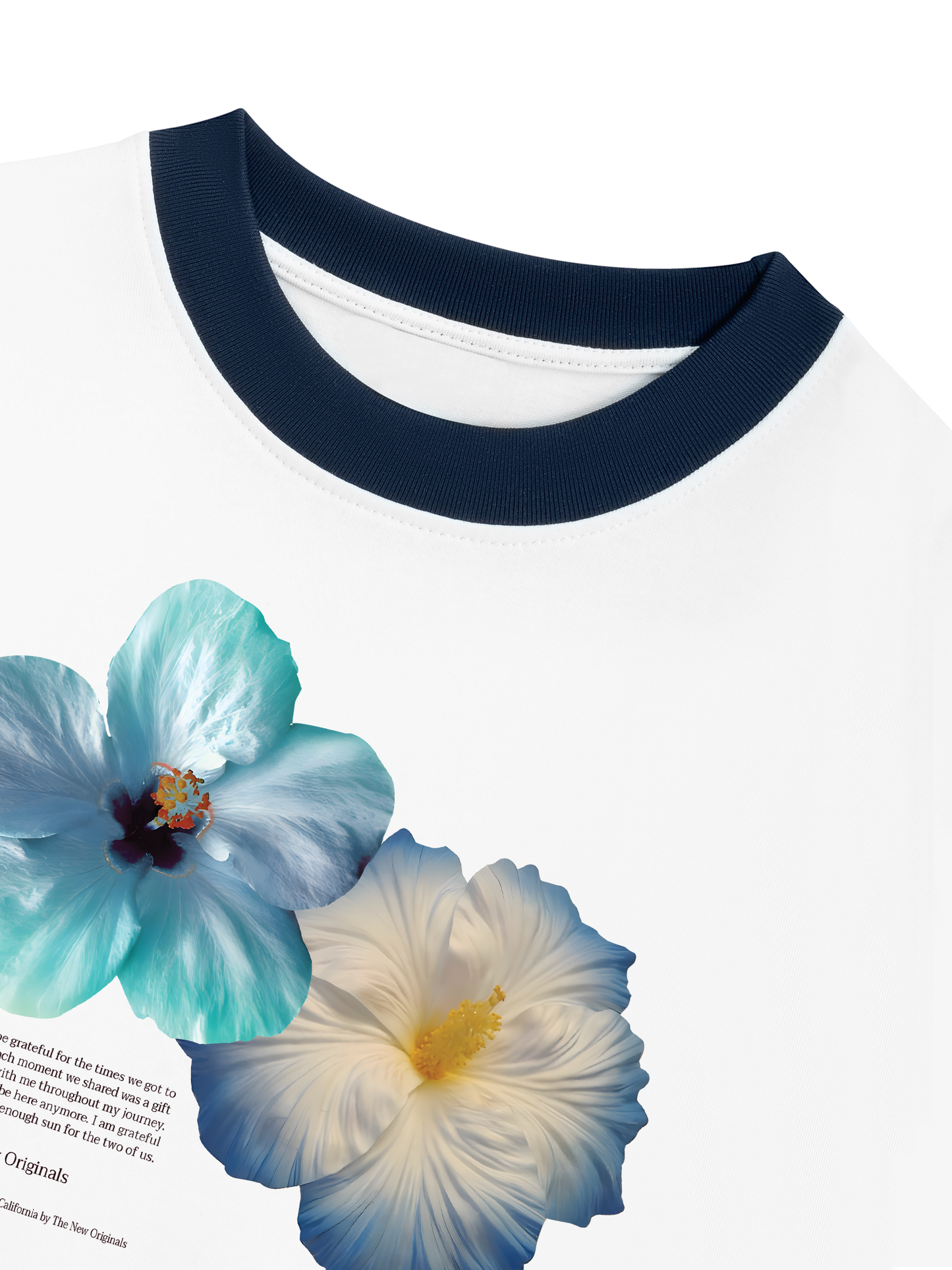 Áo Thun Ringer Relaxed Fit Summer Vibes Souble Blue Flower
