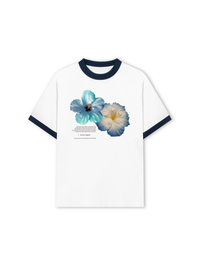 Áo Thun Ringer Relaxed Fit Summer Vibes Souble Blue Flower