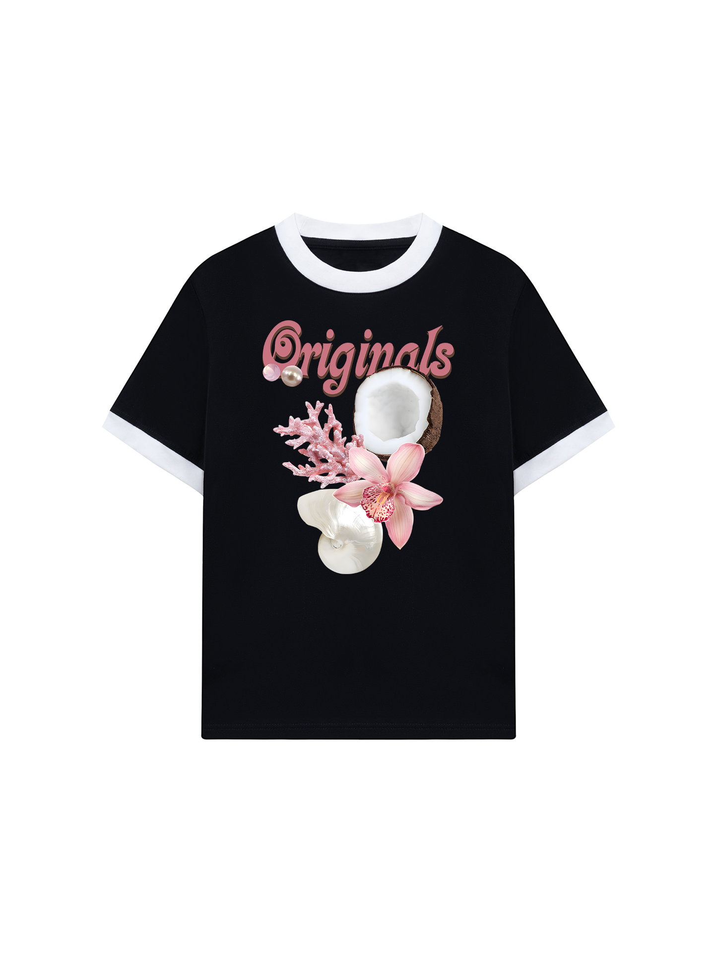 Áo Thun Ringer Relaxed Fit Summer Vibes Pink Girl Beachy
