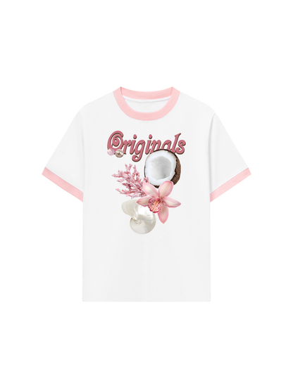 Áo Thun Ringer Relaxed Fit Summer Vibes Pink Girl Beachy