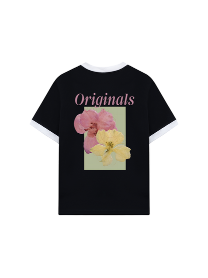 Áo Thun Ringer Relaxed Fit Summer Vibes Pink And Yellow Flower