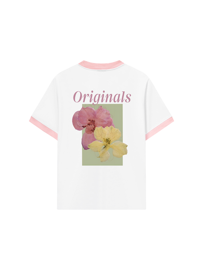 Áo Thun Ringer Relaxed Fit Summer Vibes Pink And Yellow Flower
