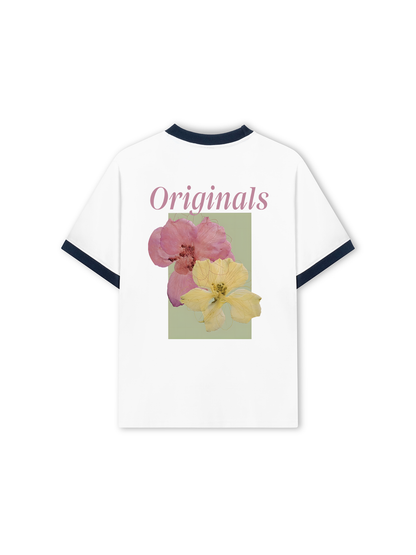 Áo Thun Ringer Relaxed Fit Summer Vibes Pink And Yellow Flower