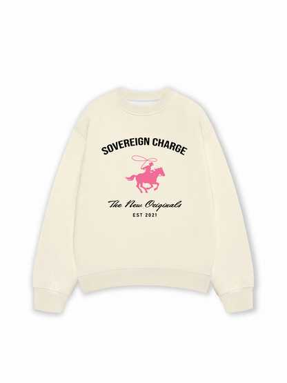 Áo Sweater Nỉ Hai Da SOVERREIGN CHARGE PINK HORSE