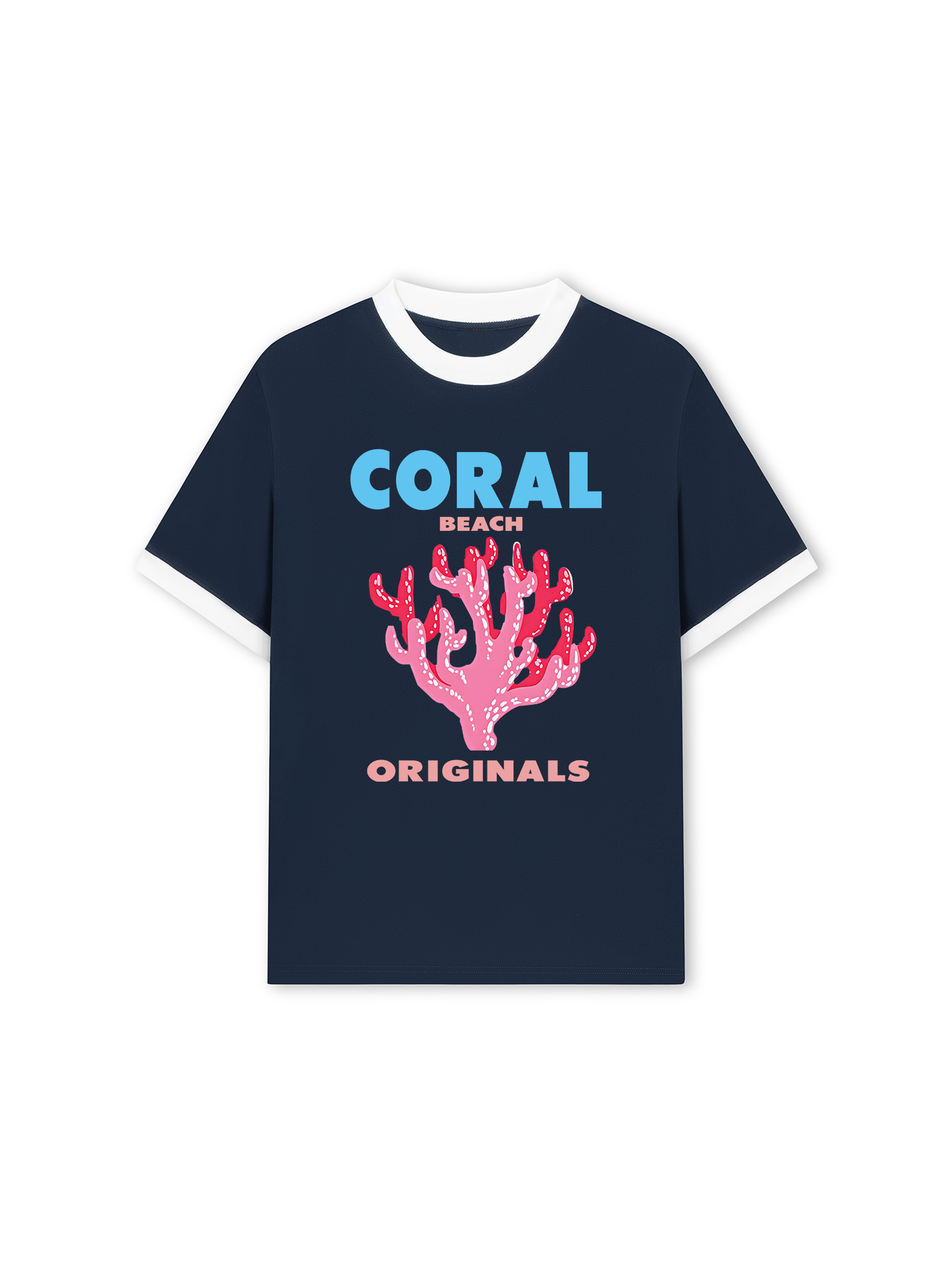 Áo Thun Ringer Relaxed Fit Summer Vibes Coral Beach