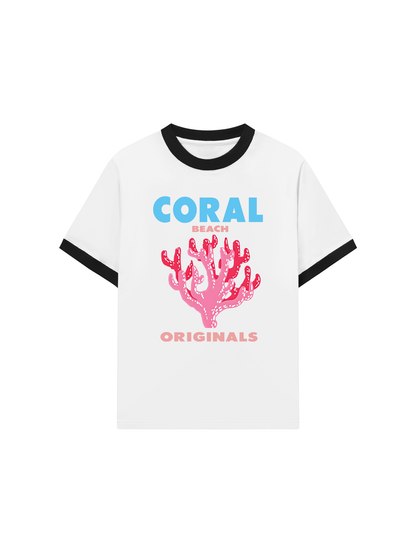 Áo Thun Ringer Relaxed Fit Summer Vibes Coral Beach