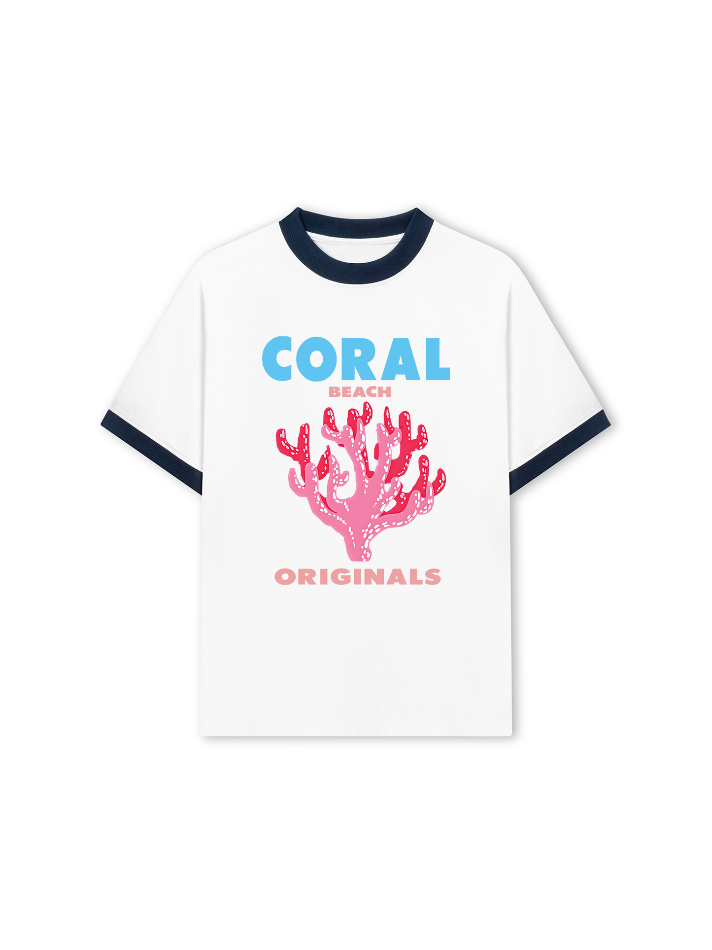 Áo Thun Ringer Relaxed Fit Summer Vibes Coral Beach