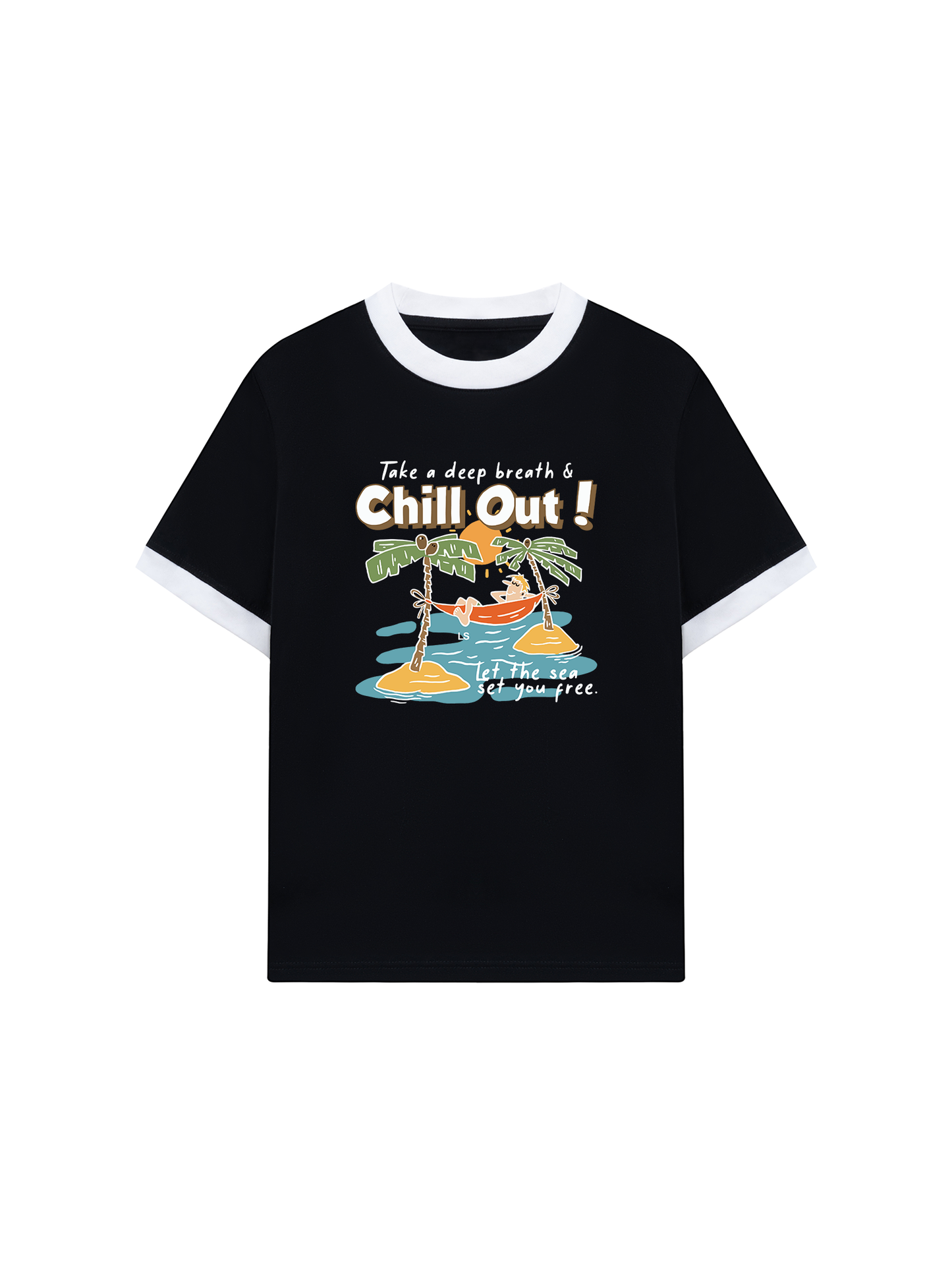 Áo Thun Ringer Relaxed Fit Summer Vibes Chill Out