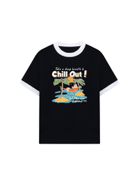 Áo Thun Ringer Relaxed Fit Summer Vibes Chill Out