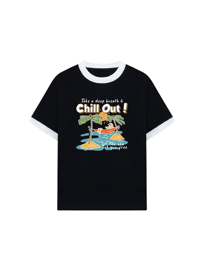 Áo Thun Ringer Relaxed Fit Summer Vibes Chill Out