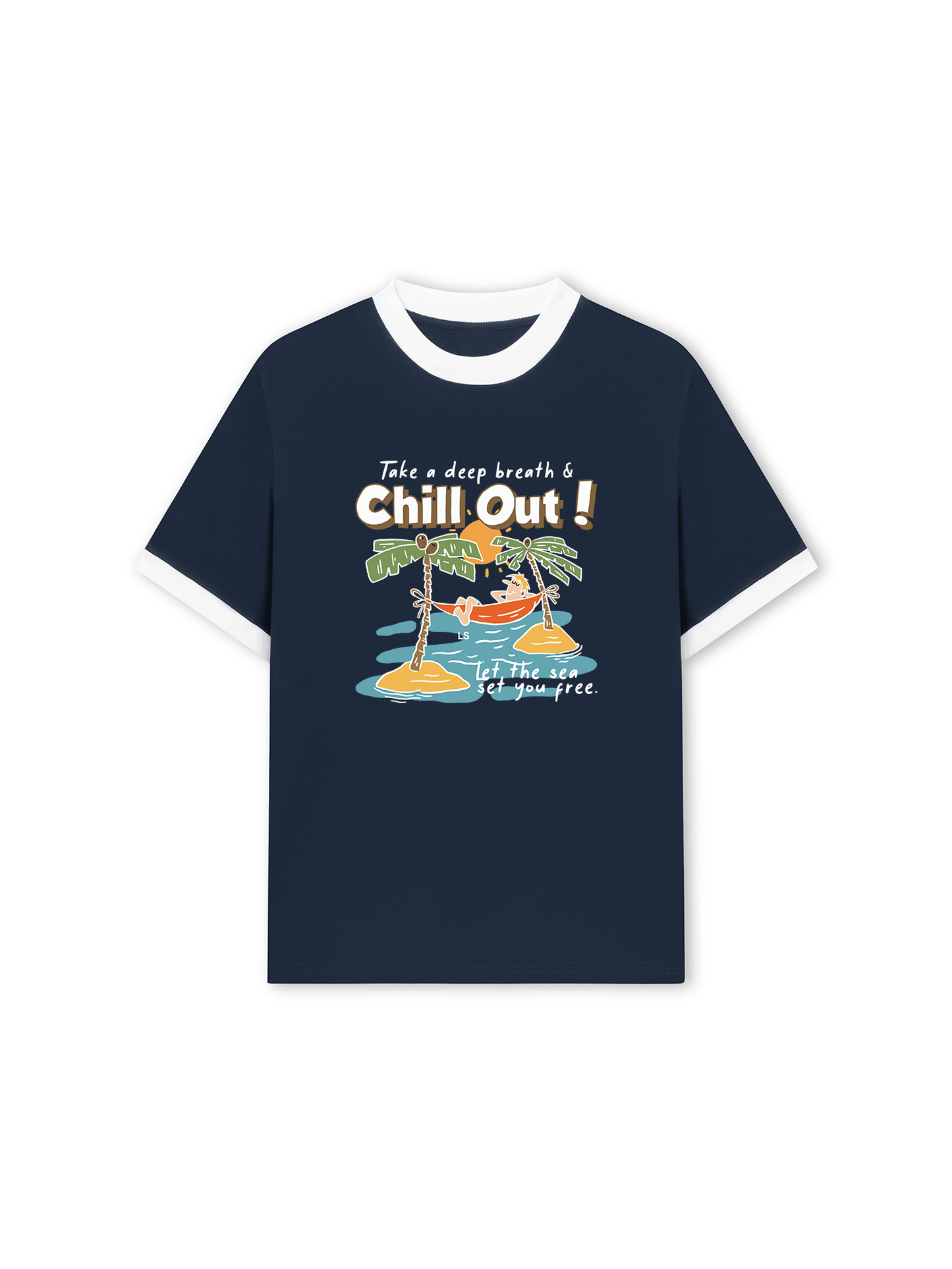 Áo Thun Ringer Relaxed Fit Summer Vibes Chill Out