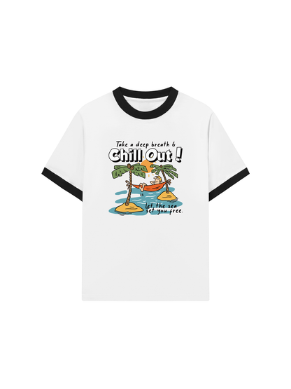 Áo Thun Ringer Relaxed Fit Summer Vibes Chill Out