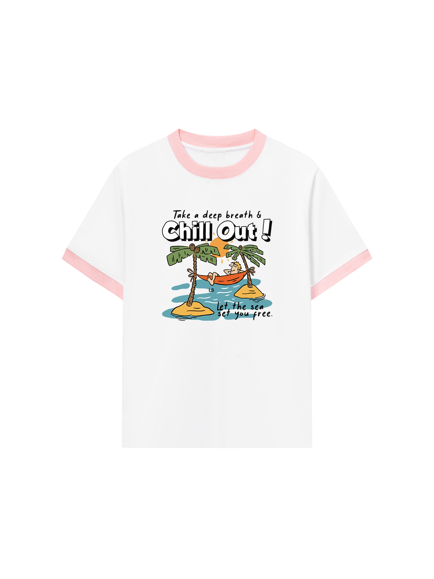 Áo Thun Ringer Relaxed Fit Summer Vibes Chill Out