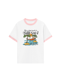 Áo Thun Ringer Relaxed Fit Summer Vibes Chill Out