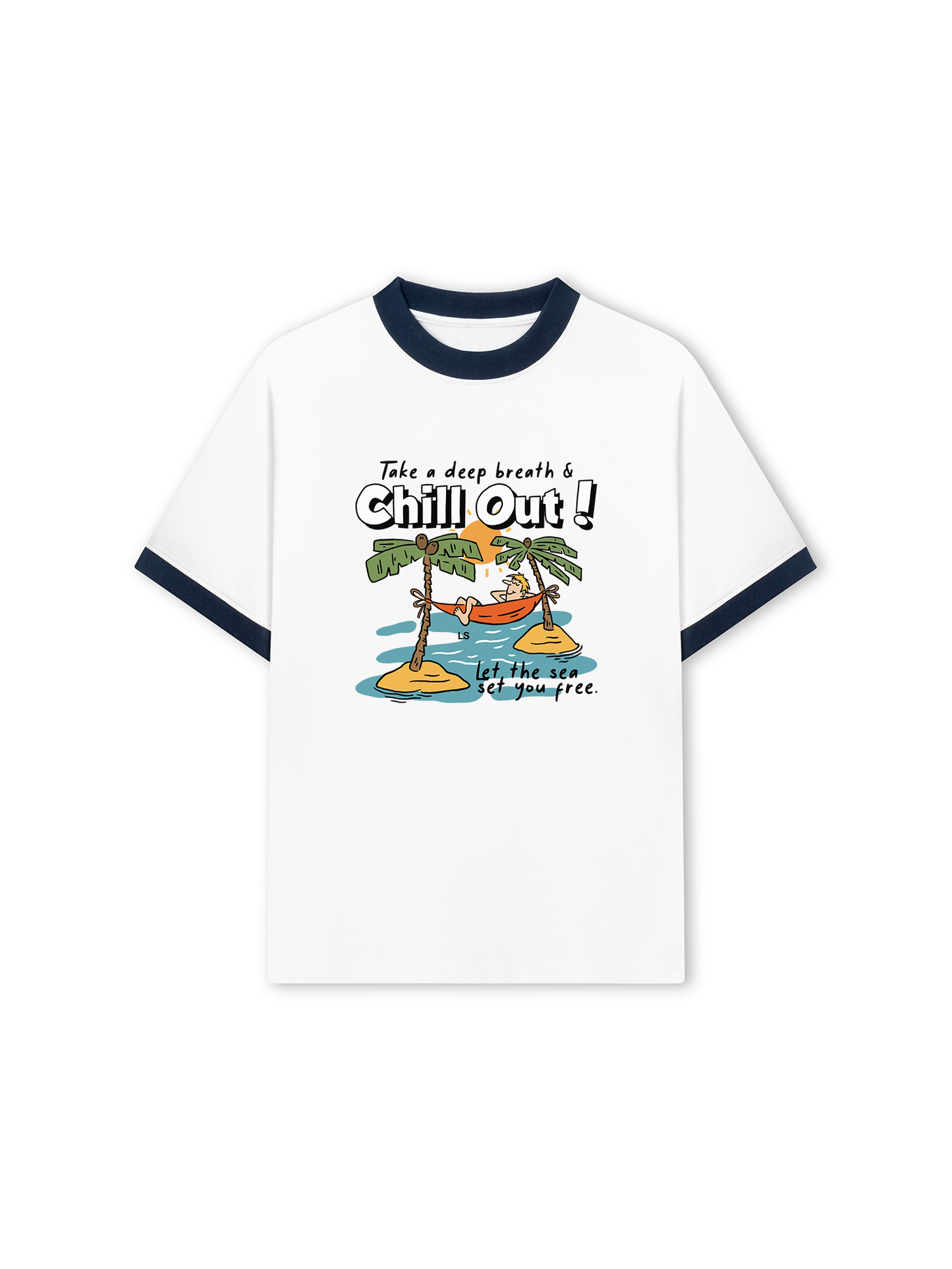 Áo Thun Ringer Relaxed Fit Summer Vibes Chill Out
