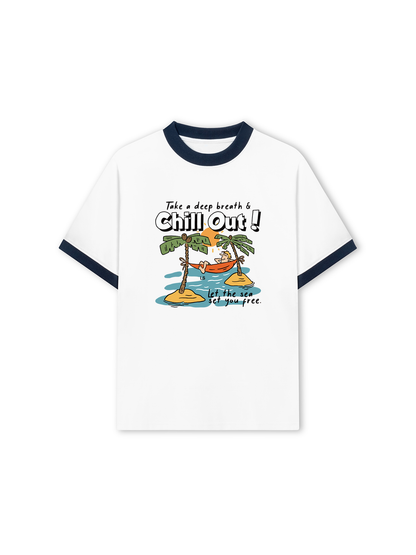 Áo Thun Ringer Relaxed Fit Summer Vibes Chill Out