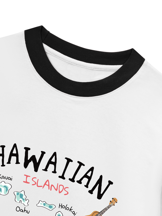 Áo Thun Ringer Relaxed Fit Summer Vibes Hawaiian