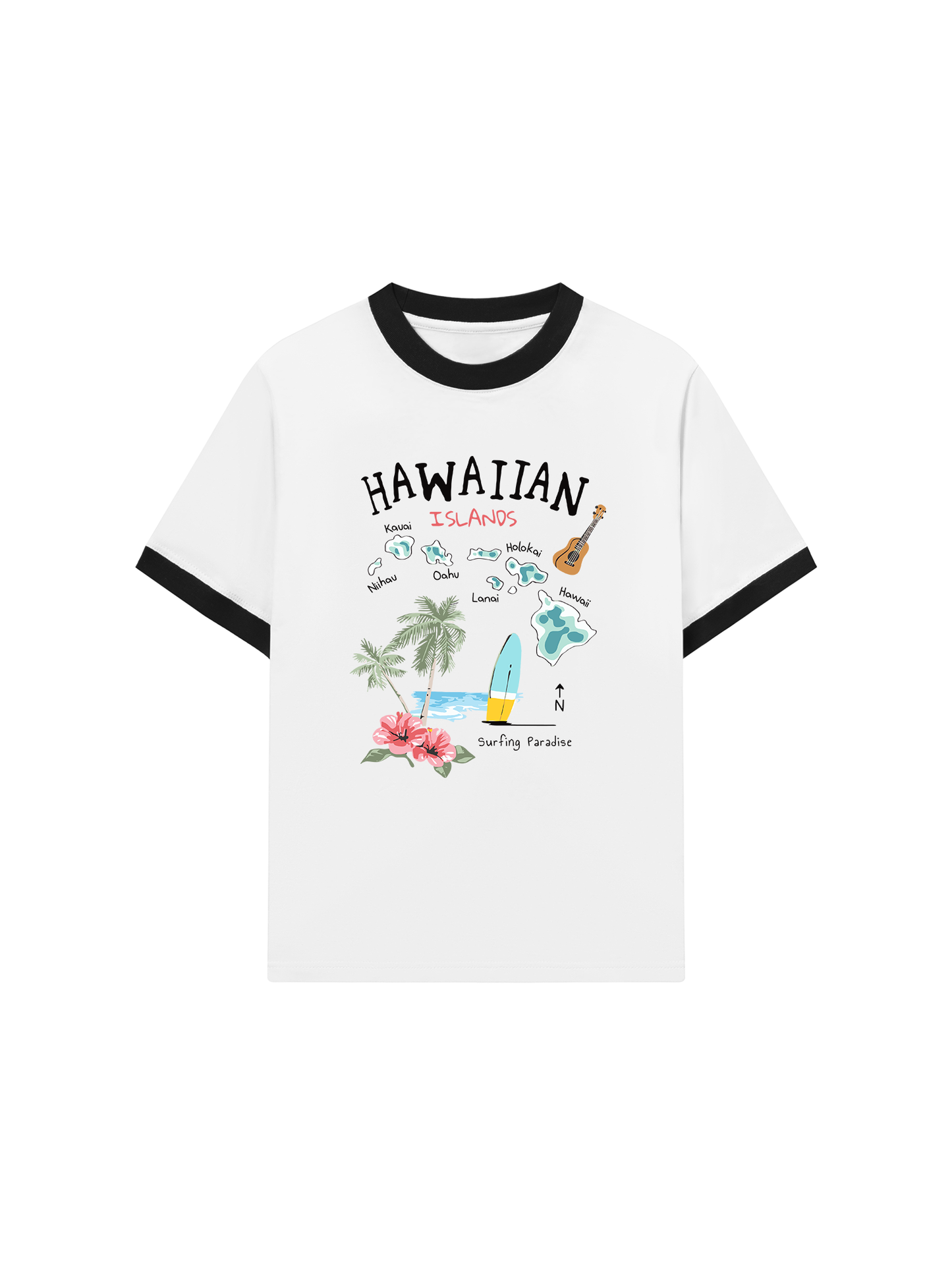Áo Thun Ringer Relaxed Fit Summer Vibes Hawaiian