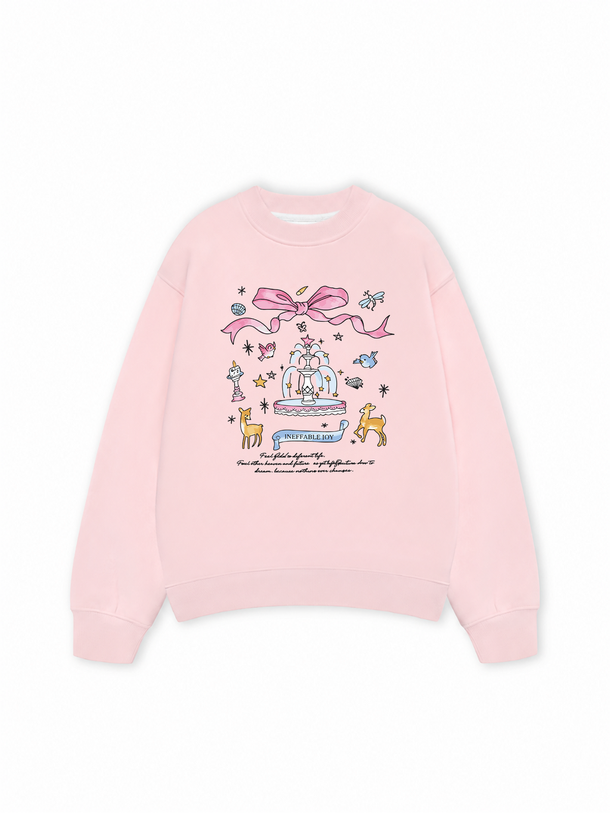 Áo Sweater Nỉ Hai Da Cute Girl Pink Bow And Animal