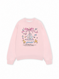 Áo Sweater Nỉ Hai Da Cute Girl Pink Bow And Animal