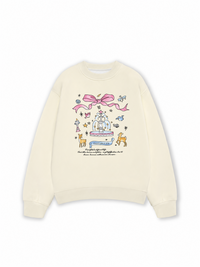 Áo Sweater Nỉ Hai Da Cute Girl Pink Bow And Animal