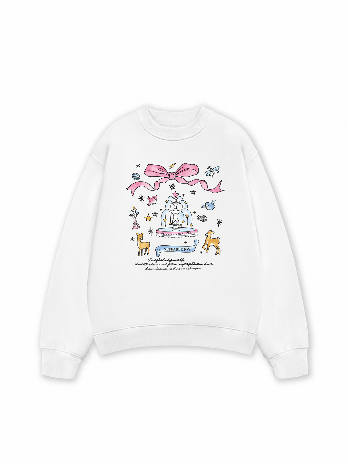 Áo Sweater Nỉ Hai Da Cute Girl Pink Bow And Animal