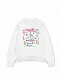 Áo Sweater Nỉ Hai Da Cute Girl Pink Bow And Animal