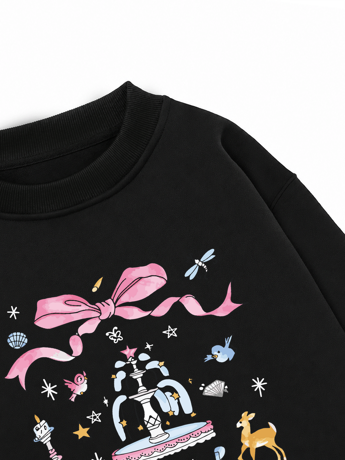 Áo Sweater Nỉ Hai Da Cute Girl Pink Bow And Animal
