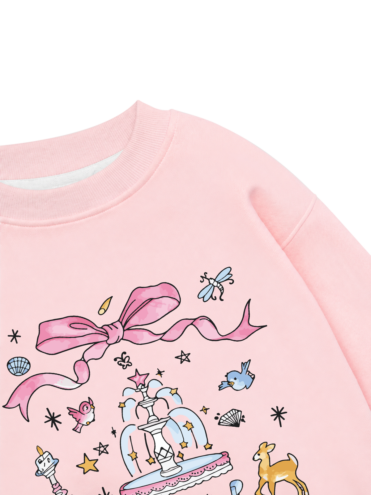 Áo Sweater Nỉ Hai Da Cute Girl Pink Bow And Animal