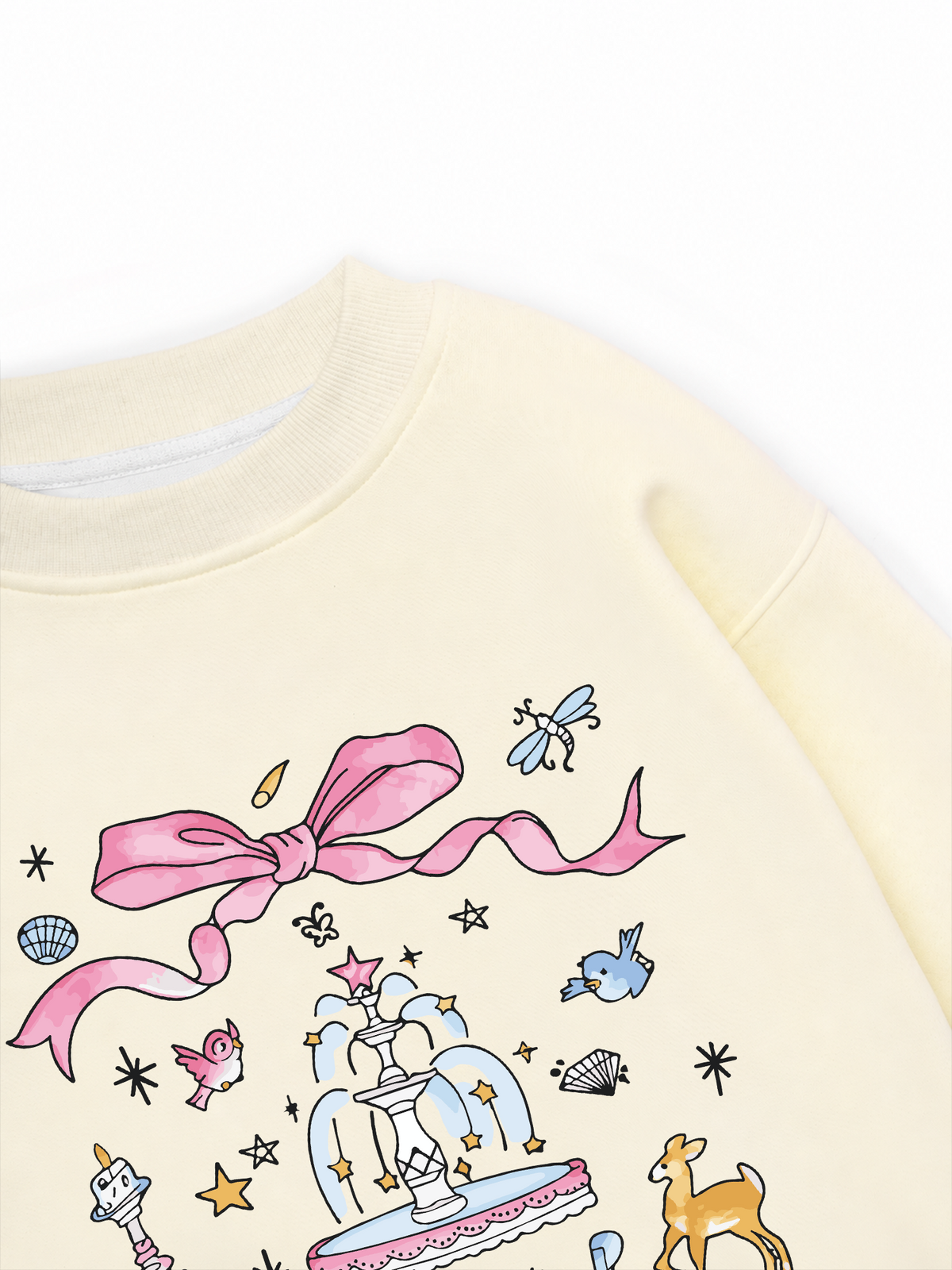 Áo Sweater Nỉ Hai Da Cute Girl Pink Bow And Animal