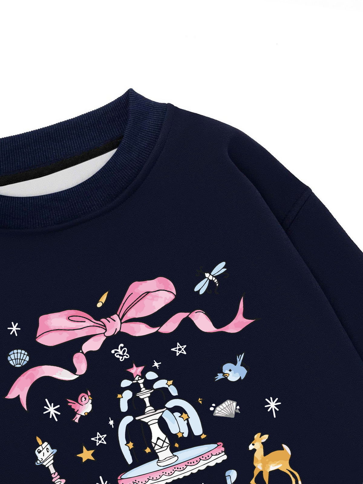 Áo Sweater Nỉ Hai Da Cute Girl Pink Bow And Animal