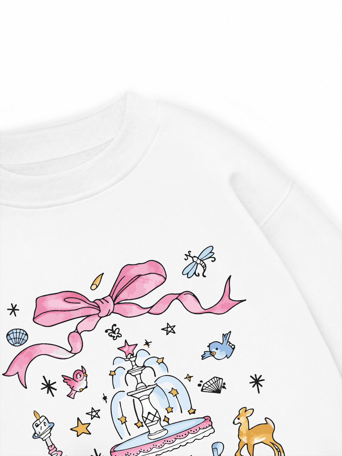Áo Sweater Nỉ Hai Da Cute Girl Pink Bow And Animal