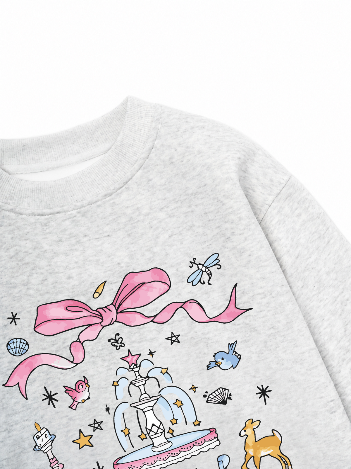 Áo Sweater Nỉ Hai Da Cute Girl Pink Bow And Animal
