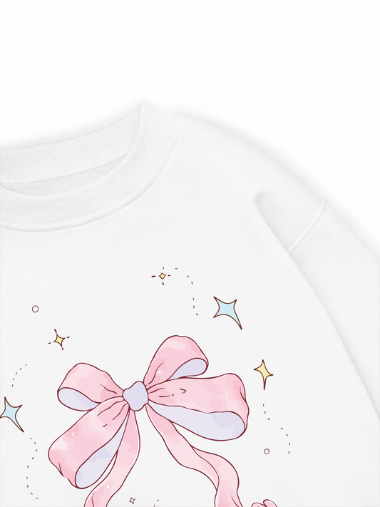 Áo Sweater Nỉ Hai Da Cute Girl Pink Bow Bunny
