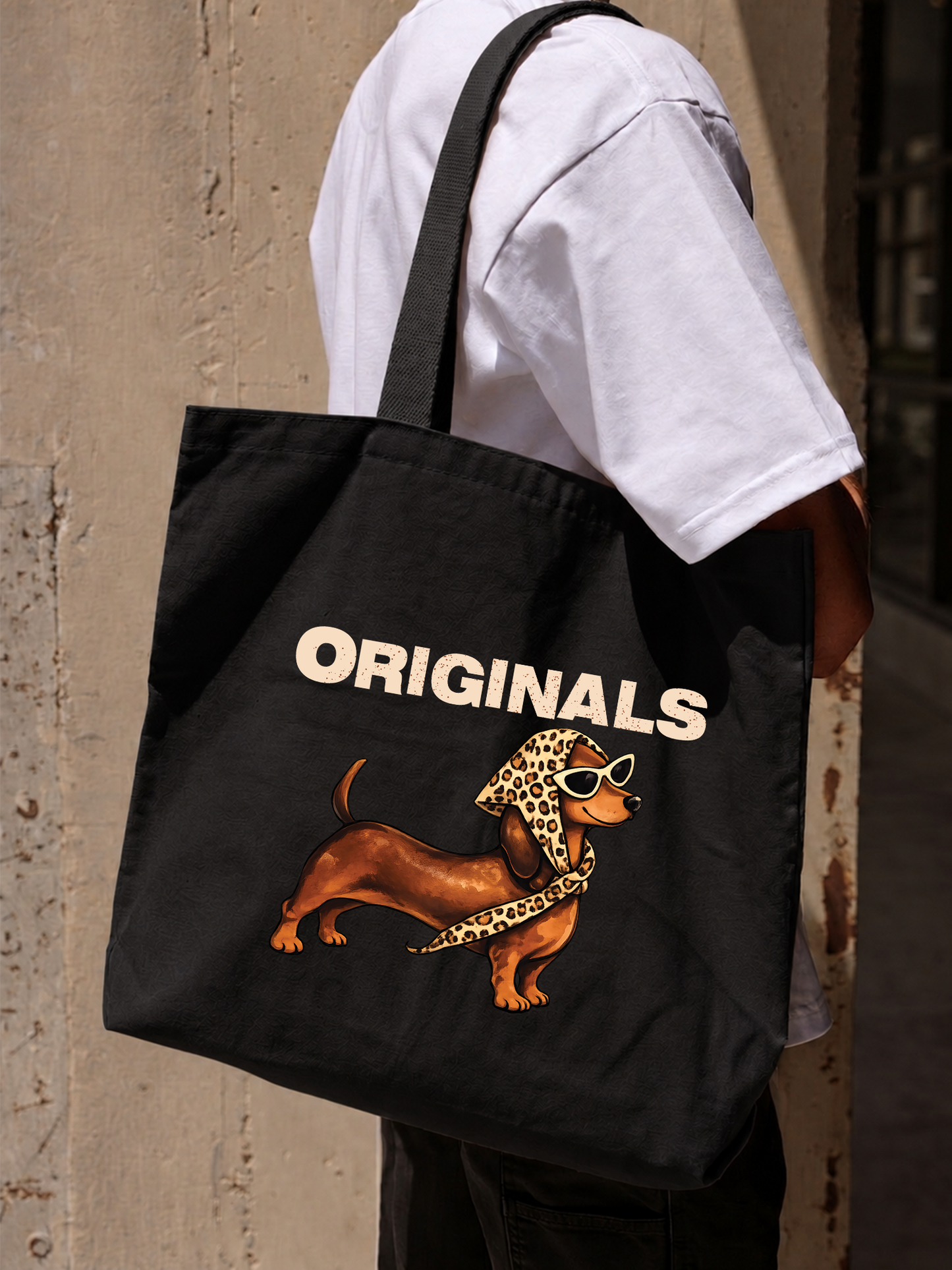 Túi Tote Retro Leopard Dashund