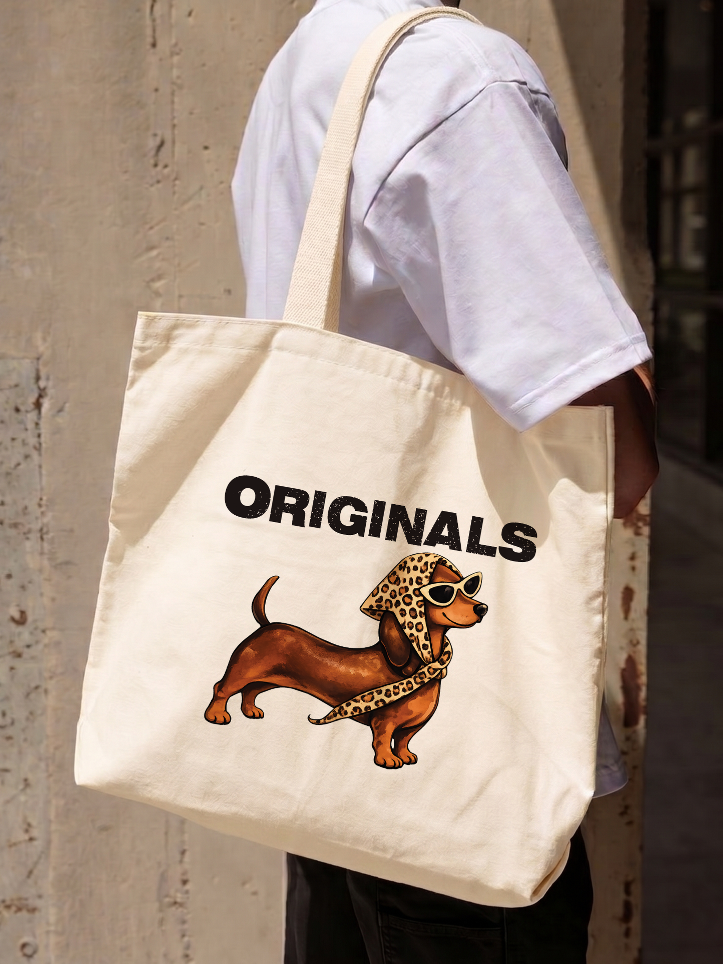 Túi Tote Retro Leopard Dashund