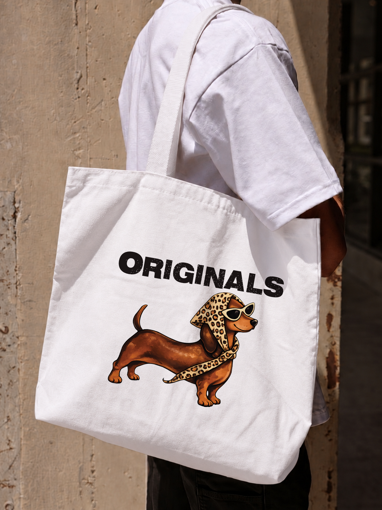 Túi Tote Retro Leopard Dashund